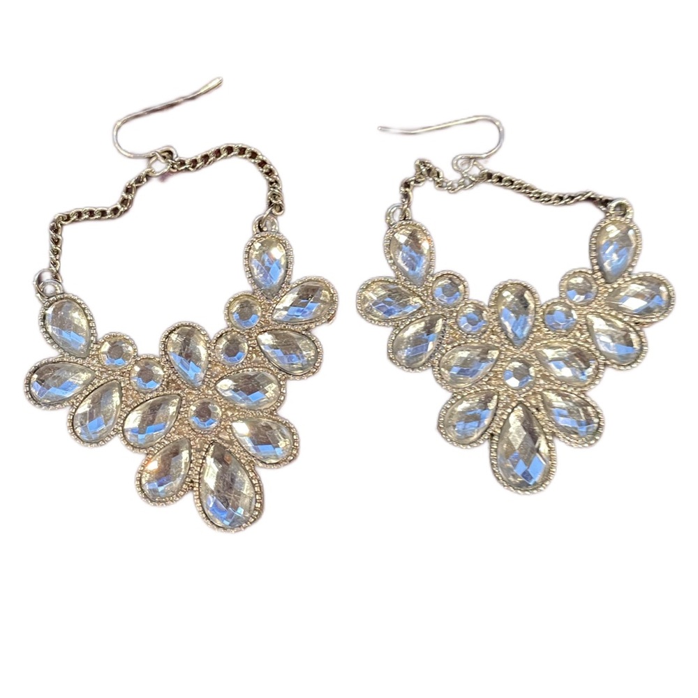 Chandelier White Crystal Earrings
